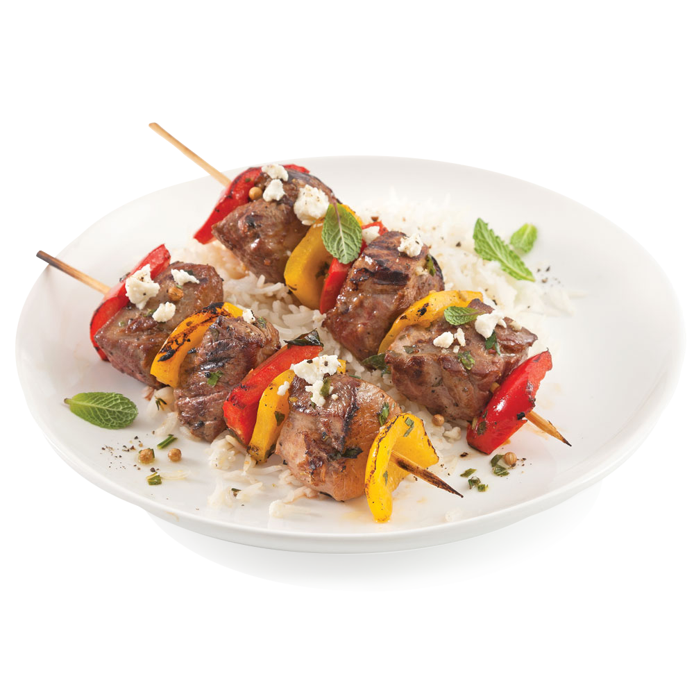 Lamb Skewers with Peppers and Feta