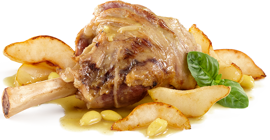 Lamb Shank with Pears and Almonds